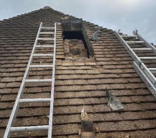 Mid works - chimney removed to roof level
