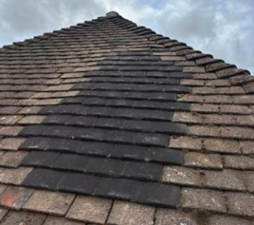 Like for like tiles laid to ensure area left completely watertight